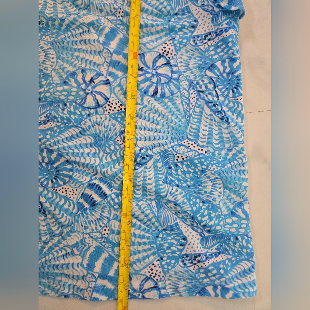 Lilly Pulitzer Medium Strappy Blue Ocean Print Seahorse Beachy Blouse - Picture 5 of 6